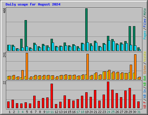 Daily usage for August 2024